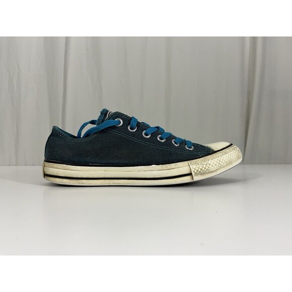 Converse All Star Womens Teal Canvas Size 8 Low Top Blue Laces Grunge - Picture 4 of 12